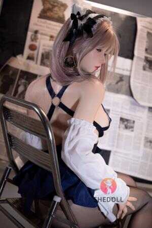 lovedoll-jasmine- 168cm-3.0head-movable-eye-blue-mini-skirt-Back sitting posture display